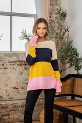 Pull à coutures apparentes en blocs de couleurs pleine grandeur Sew In Love