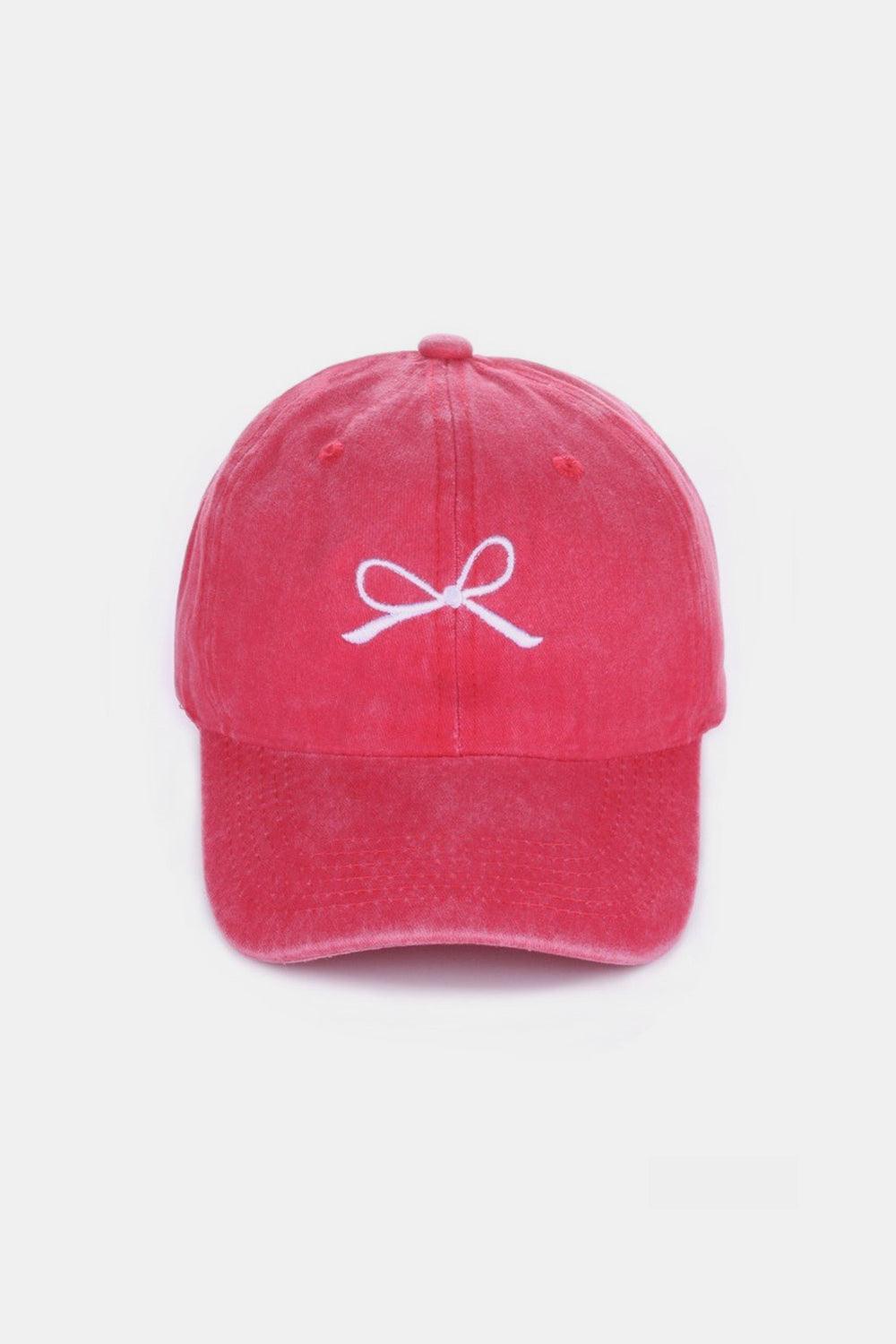Casquettes en coton délavé brodées avec nœud Zenana