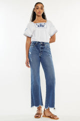 Jean Kancan taille haute slim à jambe large