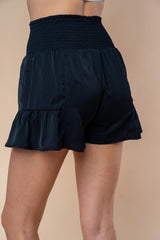 Short froncé taille haute en bouleau blanc