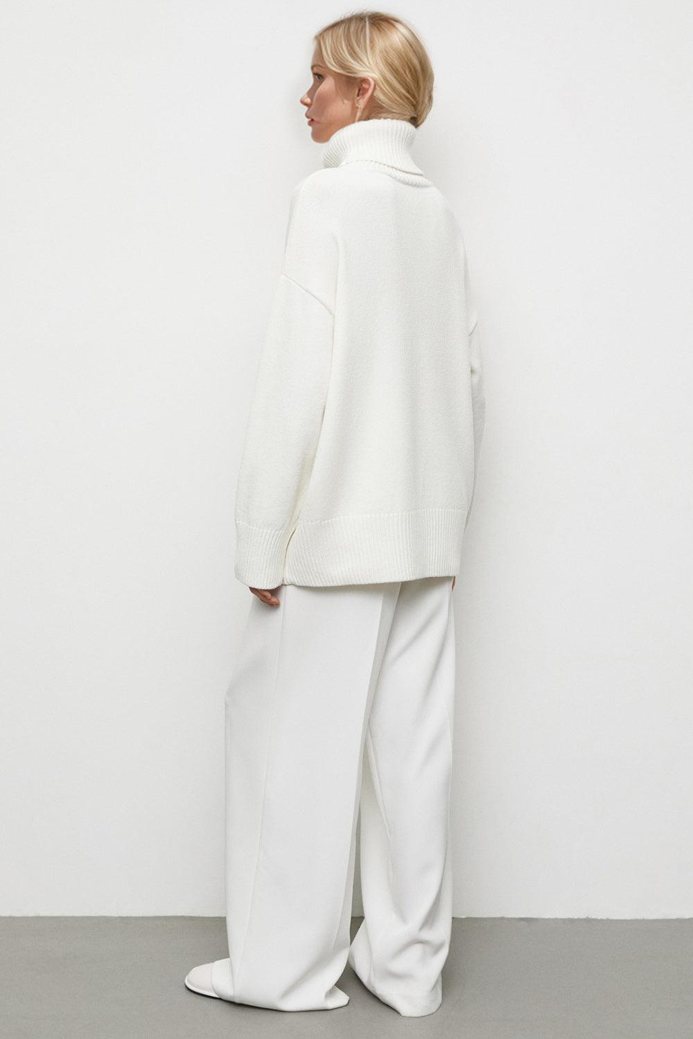 Pull à manches longues et col roulé Basic Bae à épaules tombantes