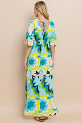 Robe longue fendue à imprimé floral ODDI