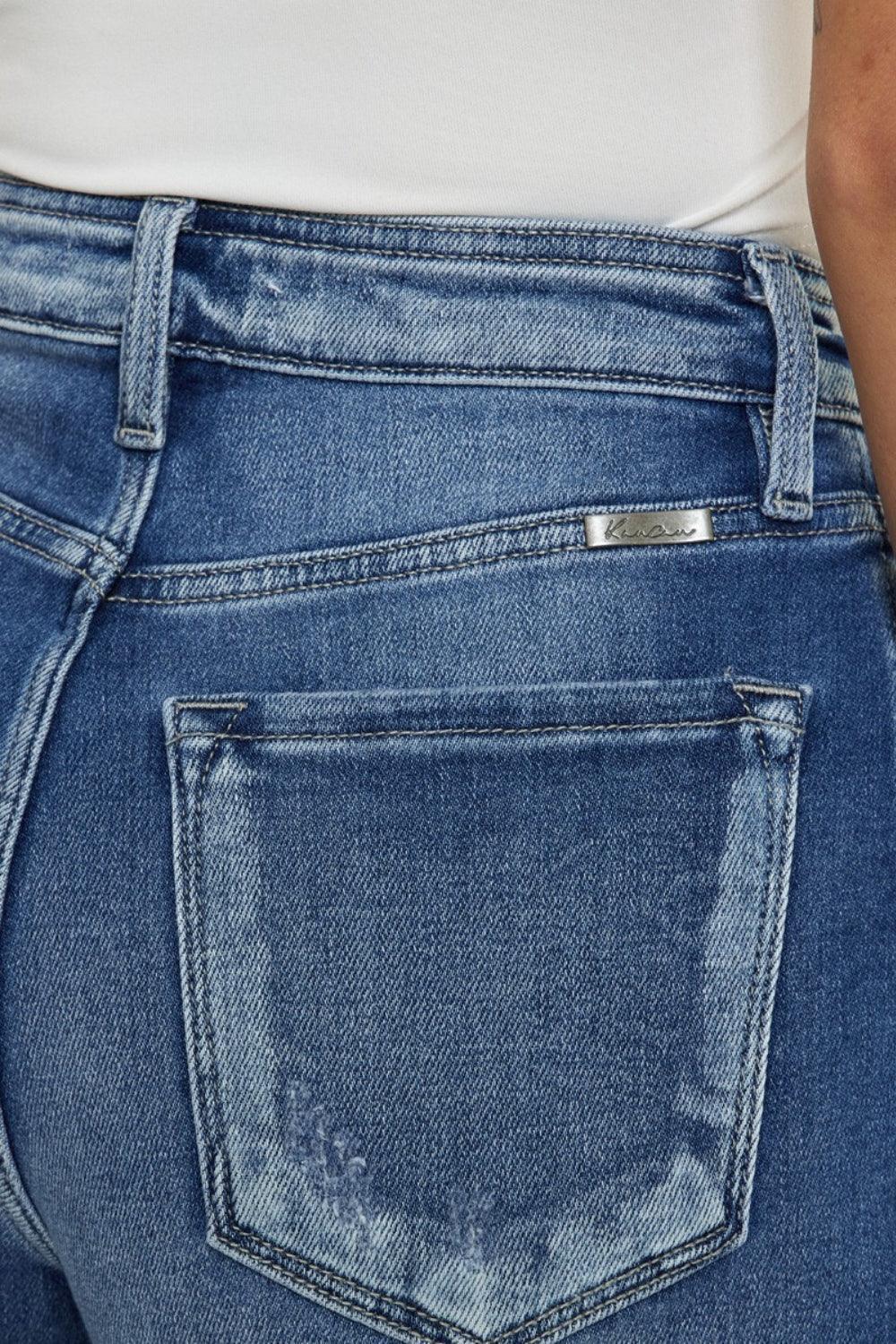 Short en jean Kancan taille haute avec braguette boutonnée et ourlet brut