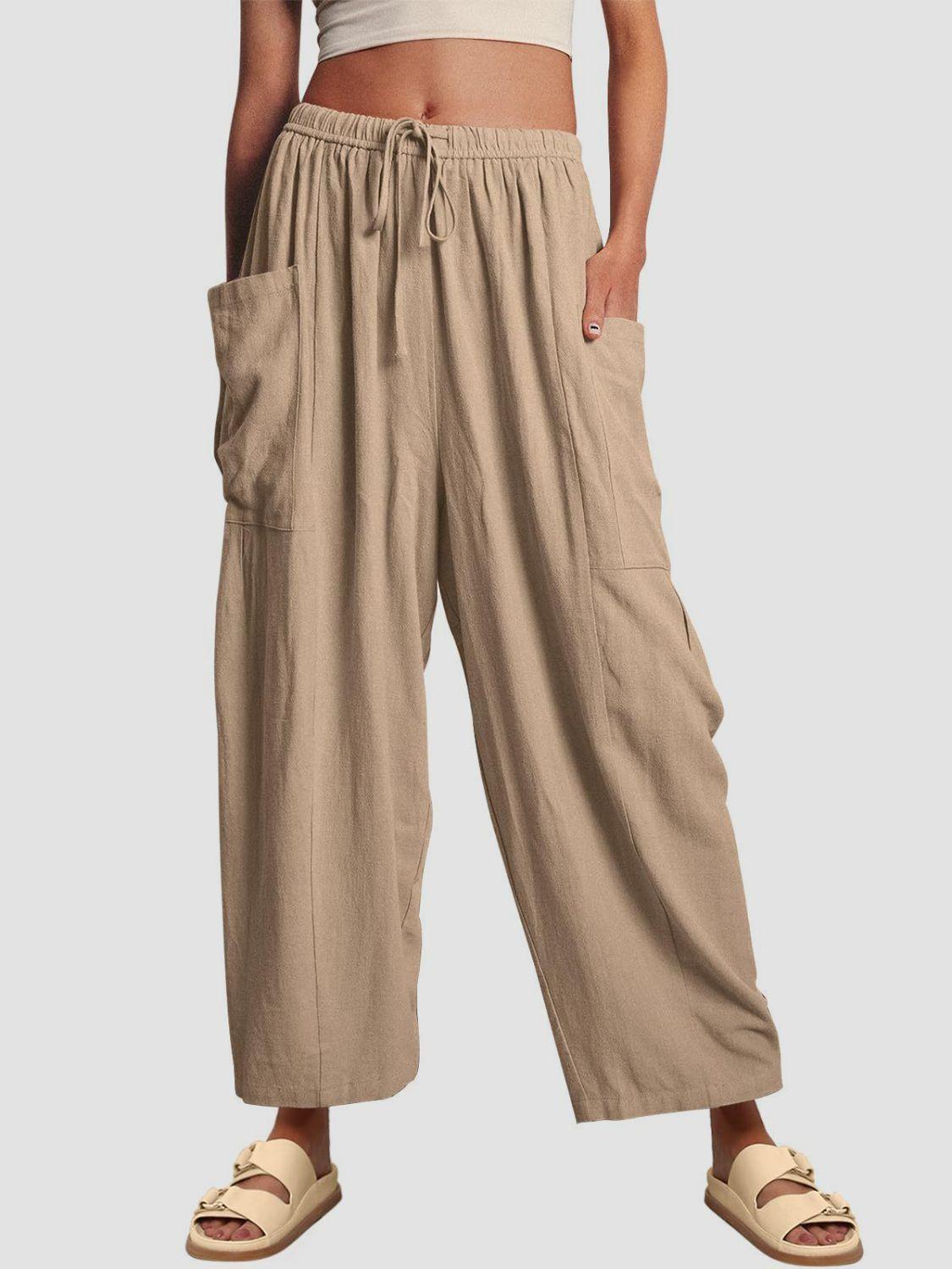 Pantalon large taille haute avec poches