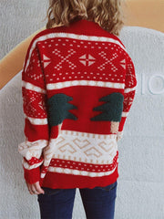 Pull à manches longues et col montant avec motif sapin de Noël