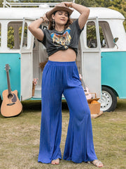 Pantalon large à rayures grande taille