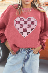 Sweat-shirt à manches longues à carreaux et paillettes pour la Saint-Valentin