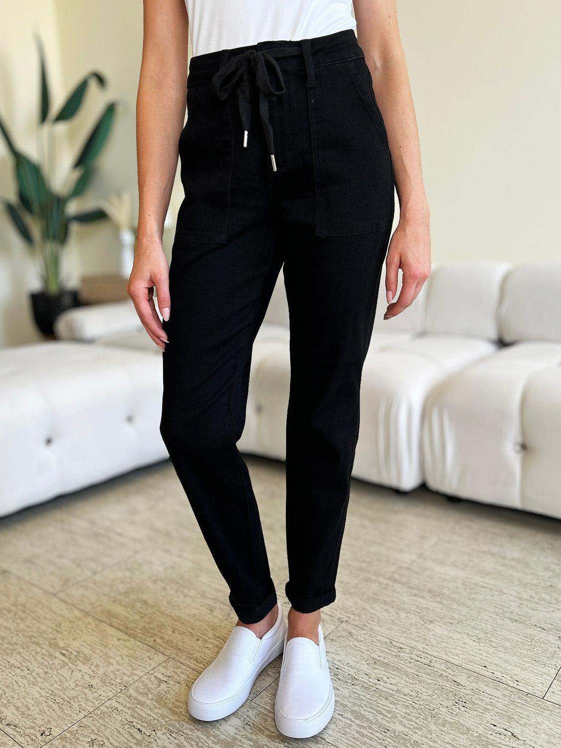 Jean taille haute bleu Judy à revers doubles et taille haute