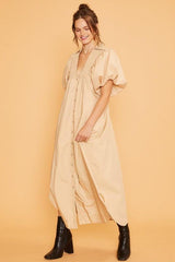 Robe mi-longue à manches bouffantes et froncées Annie Wear