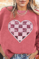 Sweat-shirt à manches longues à carreaux et paillettes pour la Saint-Valentin