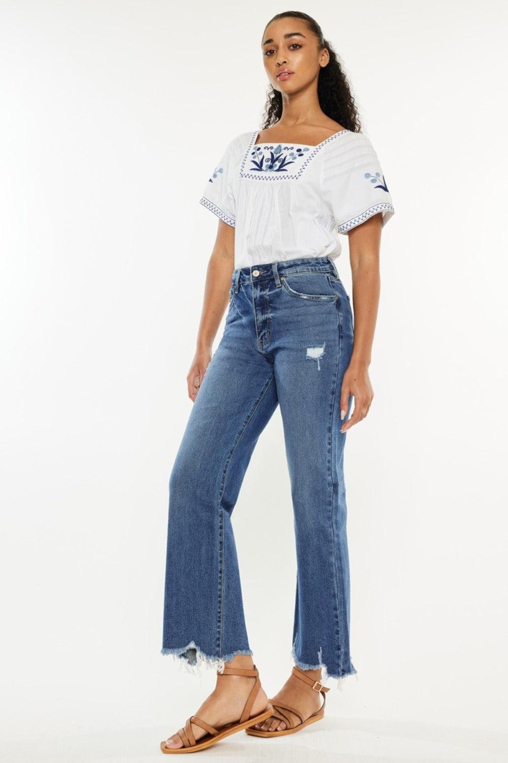 Jean Kancan taille haute slim à jambe large