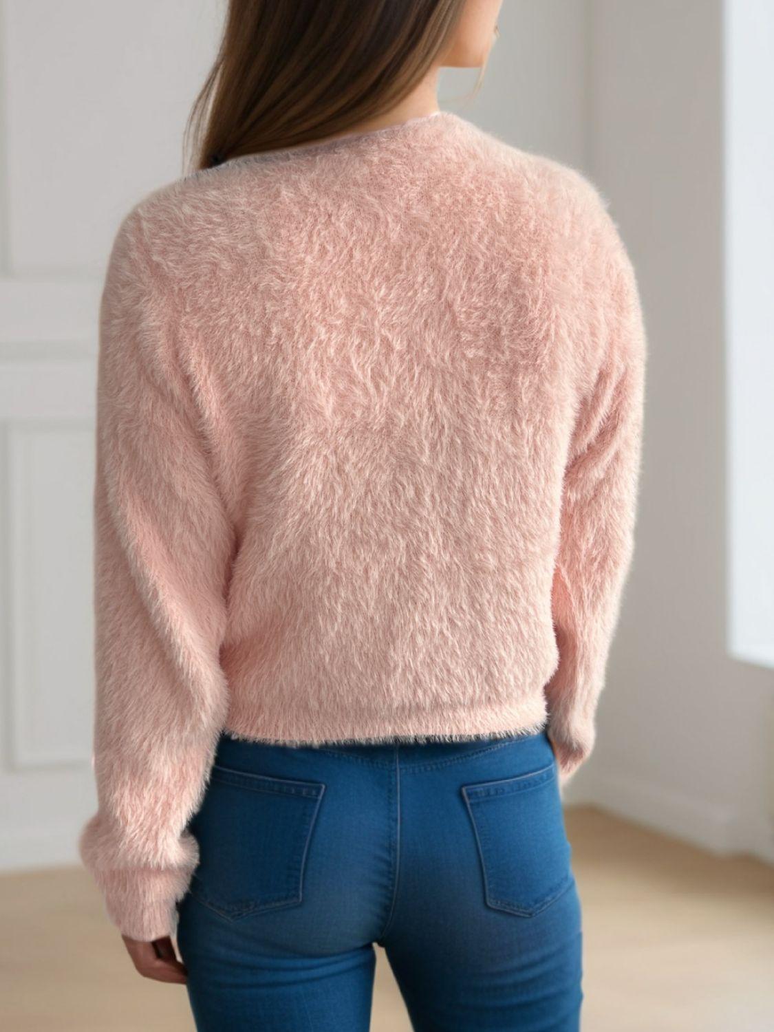 Cardigan à manches longues avec boutons et nœud découpé