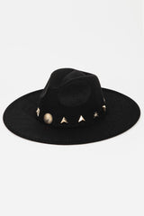 Chapeau Fedora à clous en forme de soleil, de lune et d'étoile