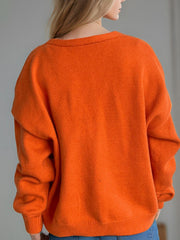Cardigan boutonné à col en V avec motif marguerite