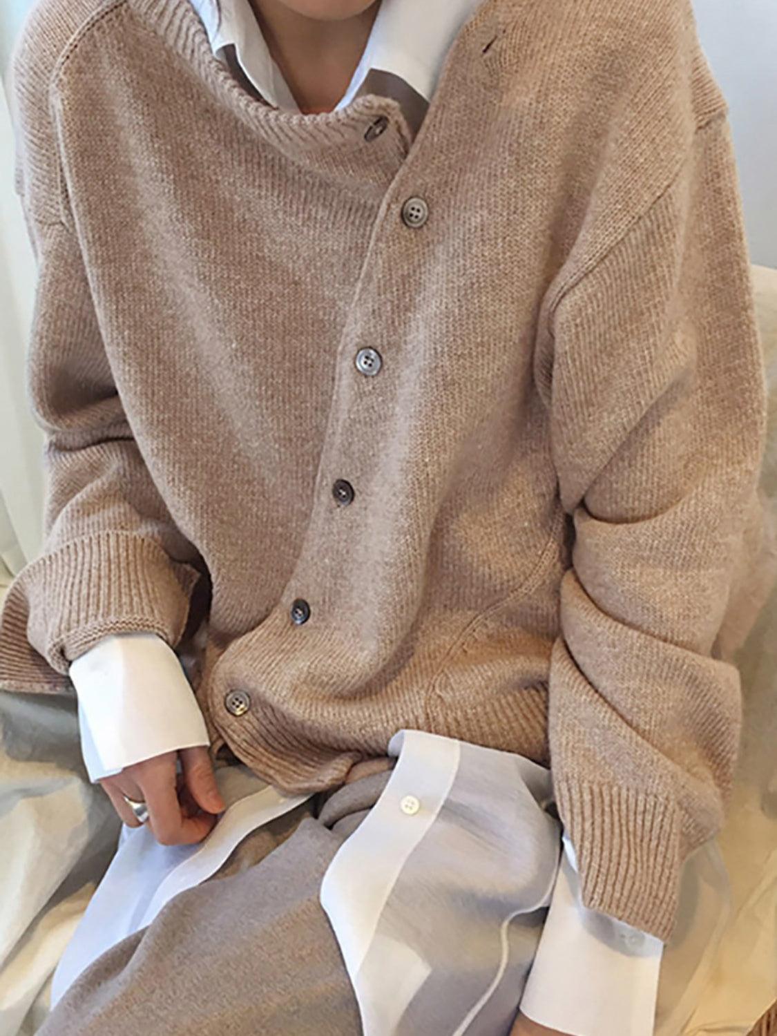 Cardigan boutonné à épaules tombantes