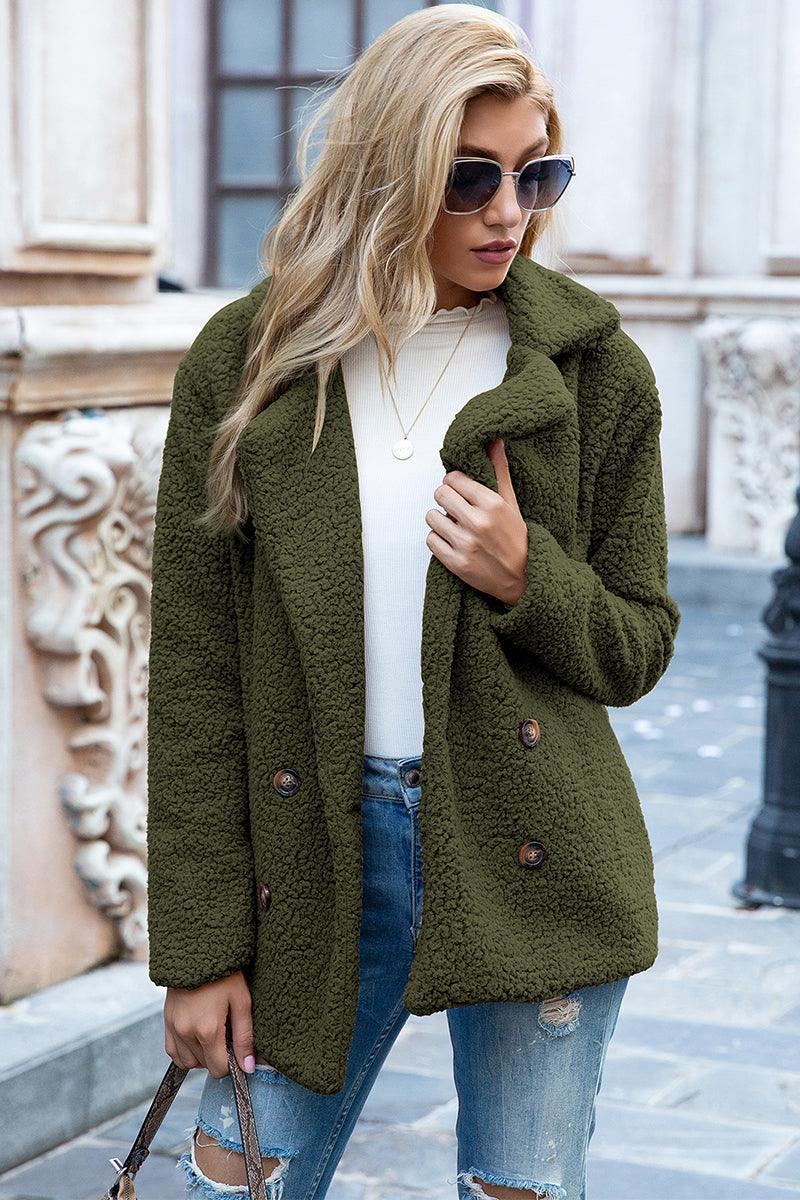 Manteau en sherpa à col à revers pleine grandeur Ivy Lane