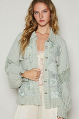 Chemise patchwork en dentelle à œillets et perles POL