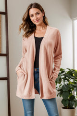 Cardigan ouvert à manches longues en maille torsadée
