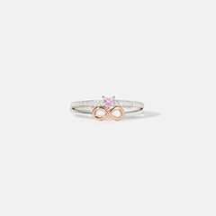 Bague double couche en zircone avec chiffre 8 en forme de cœur