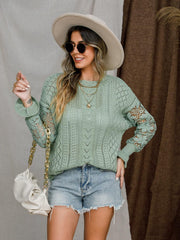 Pull à manches lanternes en crochet à œillets