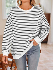 Sweat-shirt rayé à manches longues et col rond Lovelet