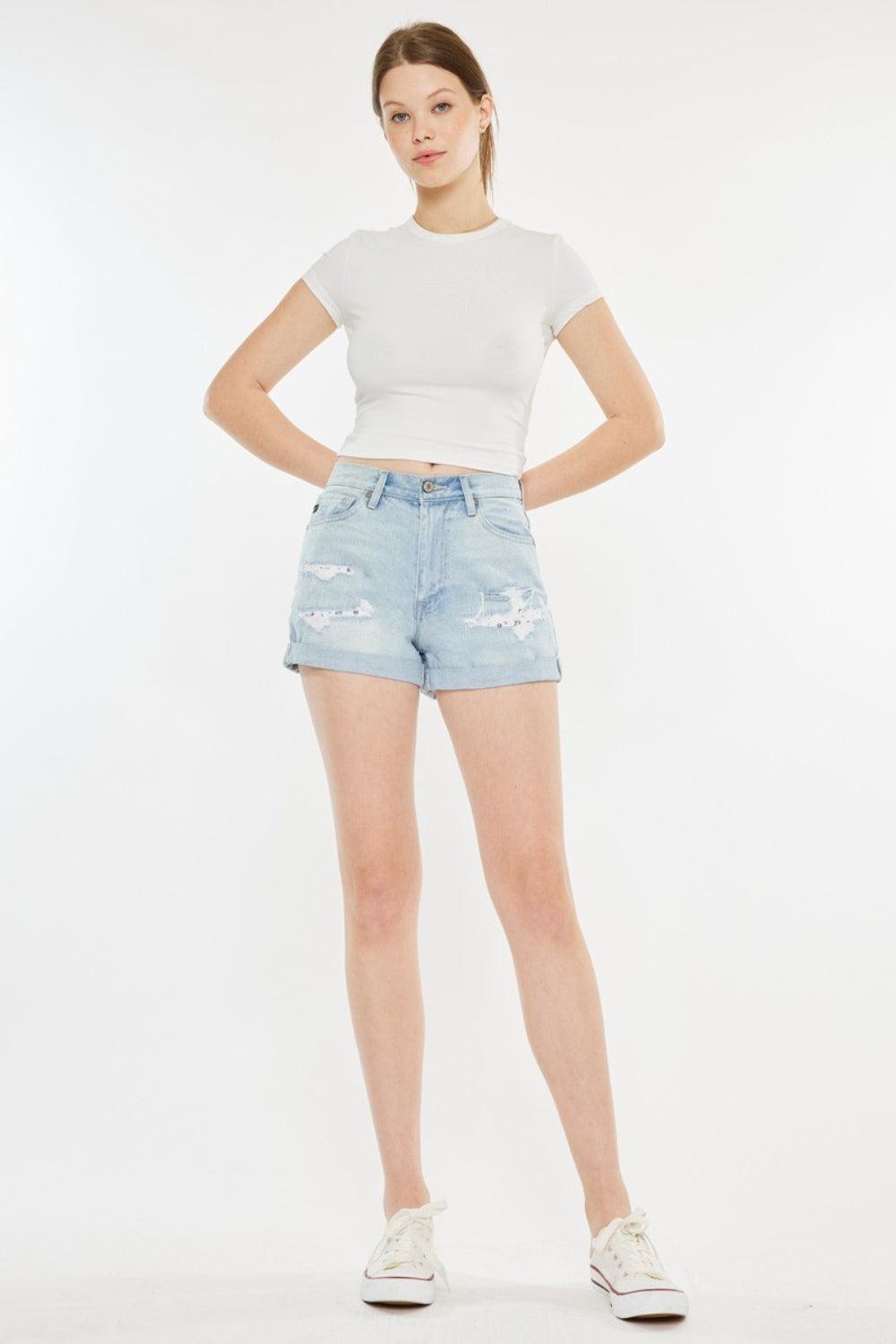 Short en jean taille haute réparé de Kancan