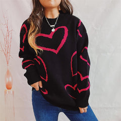 Pull à manches longues à motif coeur