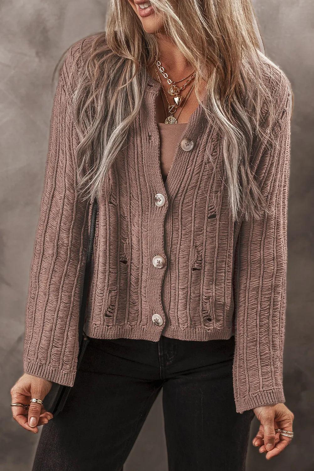 Cardigan boutonné à manches longues