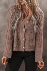 Cardigan boutonné à manches longues