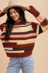 Pull à manches longues et col rond à blocs de couleurs Annie Wear