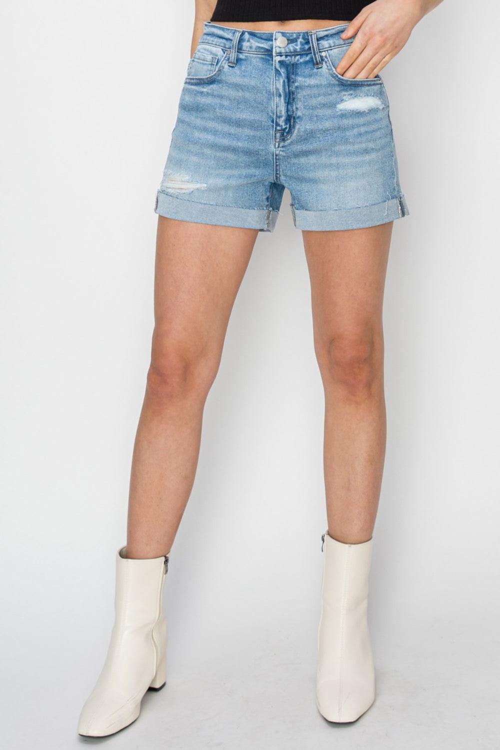 Short en jean taille mi-haute effet vieilli RISEN
