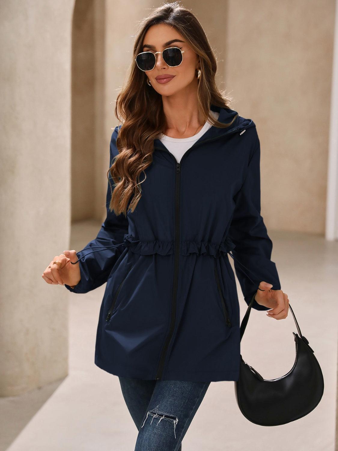 Coupe-vent à capuche et manches longues imperméable d'extérieur Ivy Lane