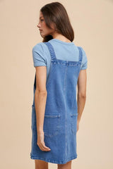 Robe salopette en jean à bretelles larges et poches Annie Wear