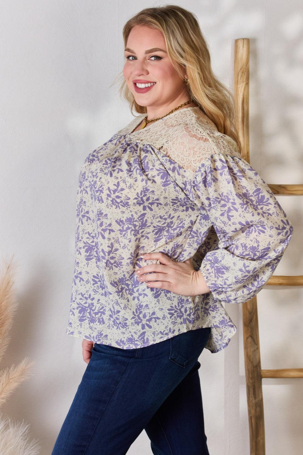 Chemisier imprimé à détails en dentelle taille réelle Hailey &amp; Co