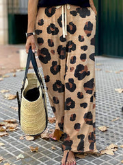 Pantalon large à imprimé léopard