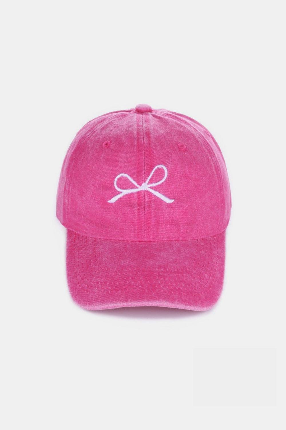 Casquettes en coton délavé brodées avec nœud Zenana