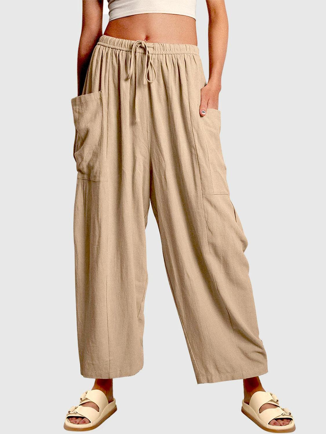 Pantalon large taille haute avec poches