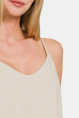 Camisole à bretelles spaghetti à deux épaisseurs Zenana