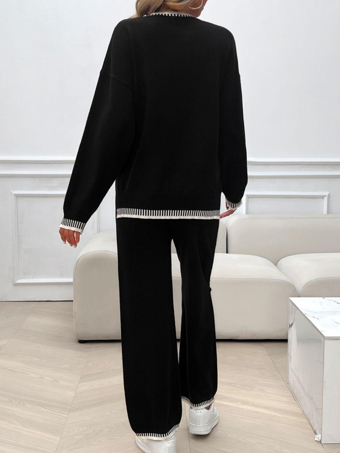 Ensemble pull-over à col rond et épaules tombantes Devine et pantalon