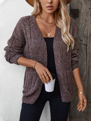 Cardigan ouvert à manches longues en maille torsadée