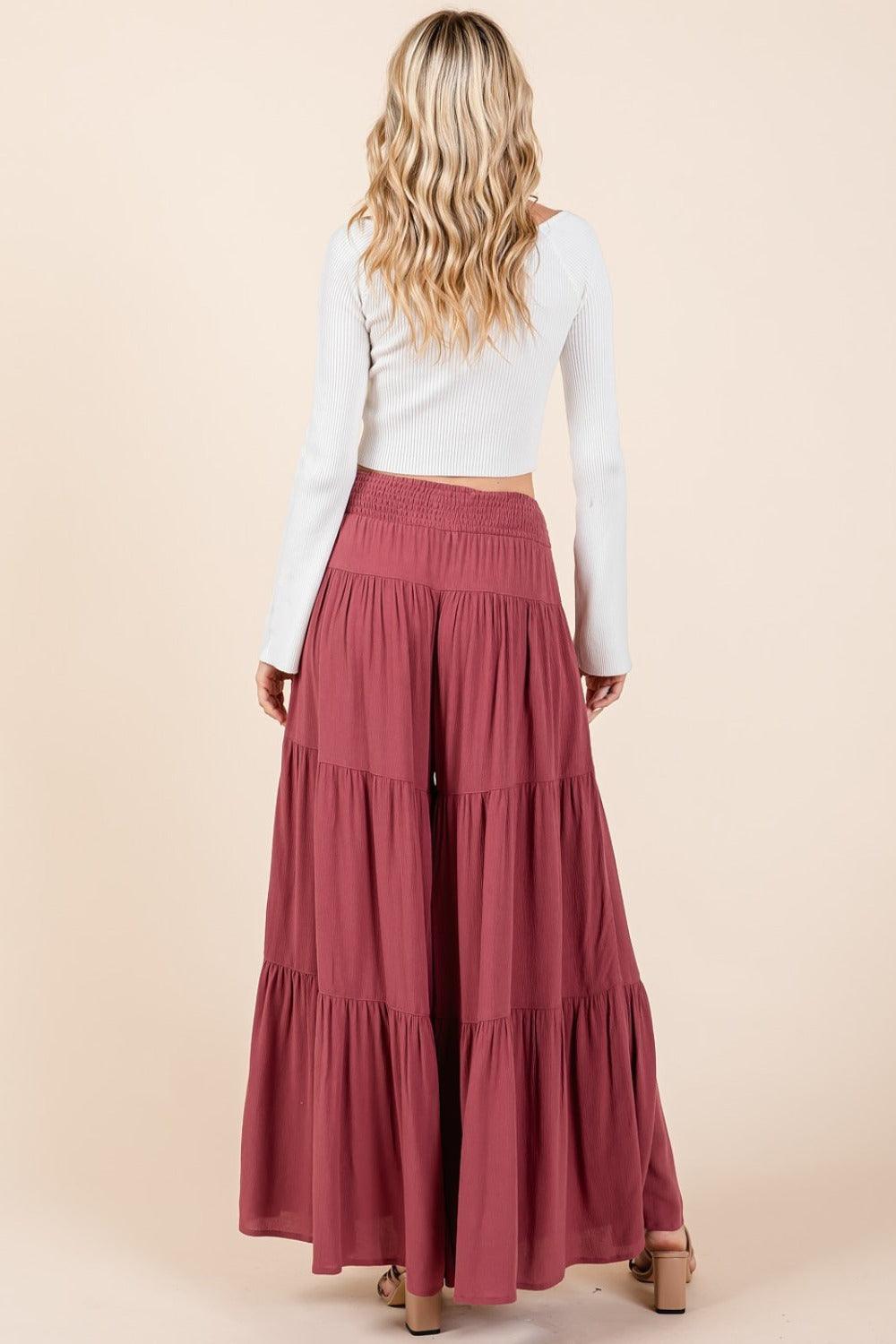 Pantalon large à taille élastique froncée avec détails superposés de Mittoshop
