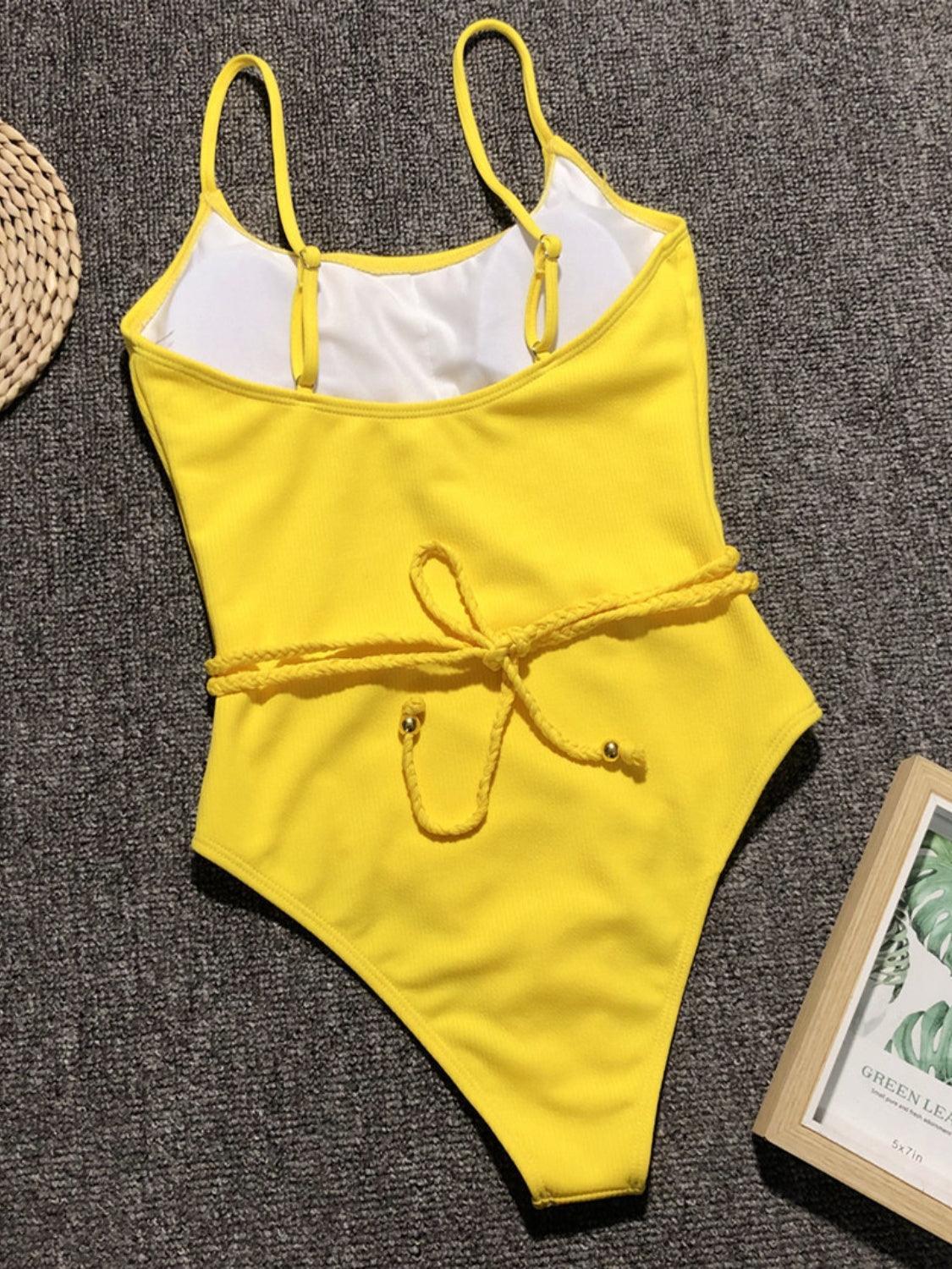 Maillot de bain une pièce côtelé à nouer à la taille