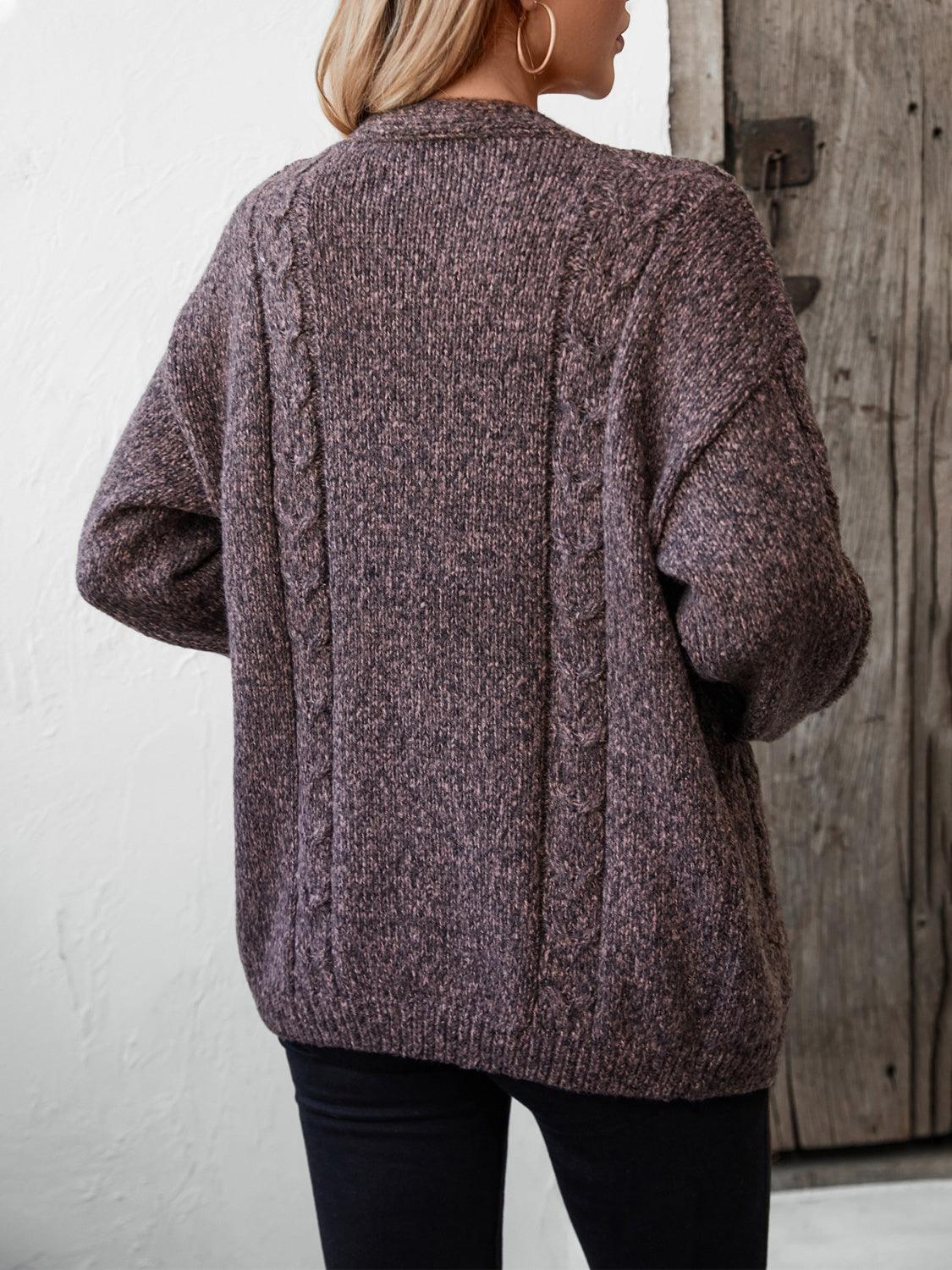 Cardigan ouvert à manches longues en maille torsadée