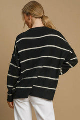 Pull col rond rayé en laine mélangée Umgee