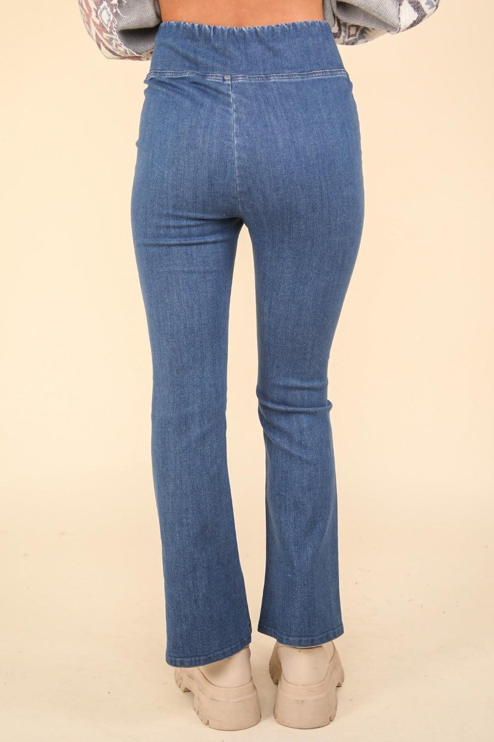 Leggings taille croisée extensibles en denim délavé VERY J