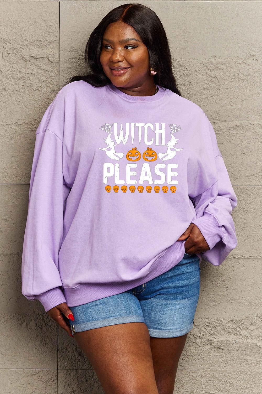 Sweat-shirt graphique WITCH PLEASE en taille réelle Simply Love