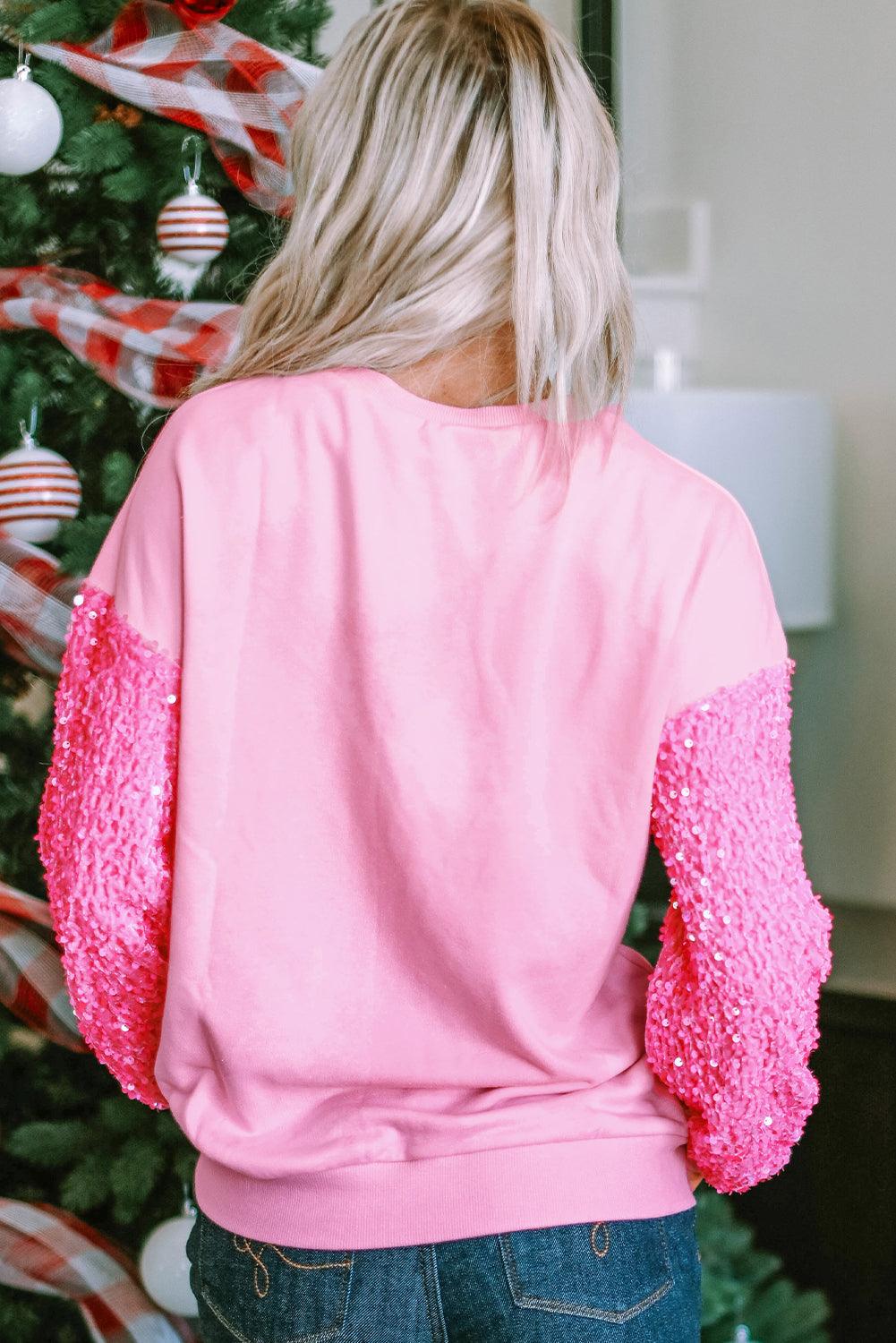 Sweat-shirt à manches longues en forme de cœur à paillettes pour la Saint-Valentin