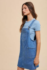 Robe salopette en jean à bretelles larges et poches Annie Wear
