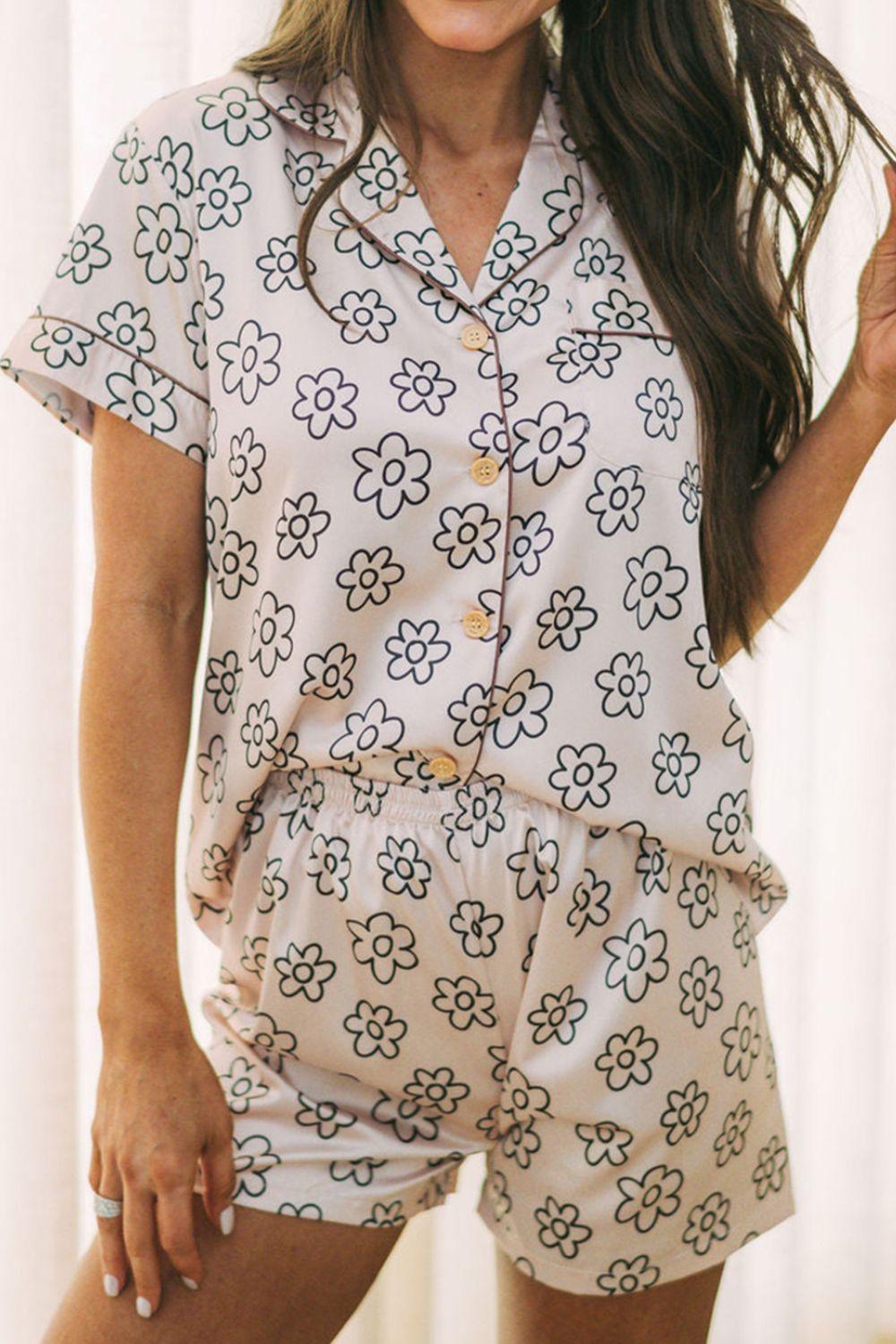 Ensemble de détente avec haut et short à imprimé fleuri