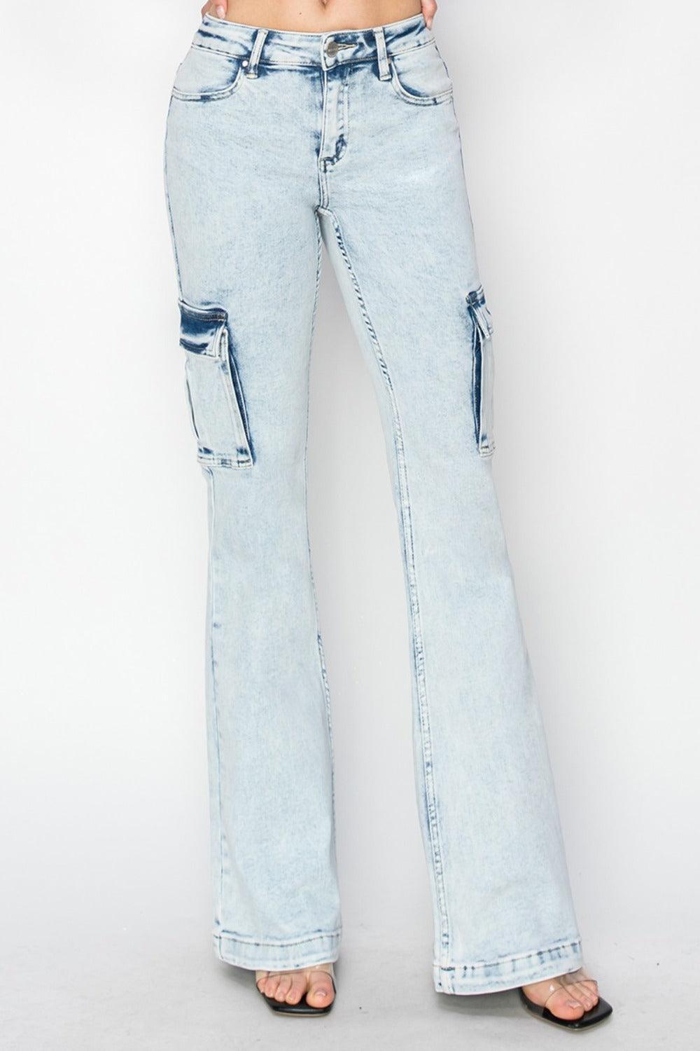 Jean cargo évasé taille haute RISEN